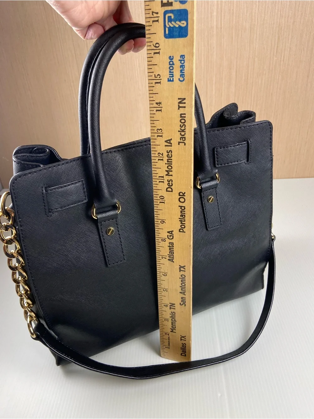Michael Kors Hamilton Black Saffiano Leather Satchel Shoulder Bag